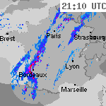 Image radar des précipitations France 22:40 UTC