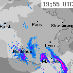 Image radar des précipitations France 21:25 UTC